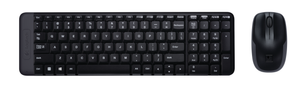 Logitech MK220 Wireless Keyboard and Mouse - Combo - Black. Compact wireless combo with 10m range using 2.4 GHz connecti - TAR - 920-003161-TAR