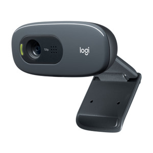 Logitech C270 HD 720p video with auto light correction and noise-reducing mic. Universal clip fits monitors and laptops. - TAR - 960-001063-TAR