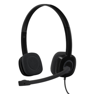 Logitech H151 Multi Device Wired Stereo Headset with 3.5mm Audio Jack Connection Clear stereo sound, in-line volume/mute - TAR - 981-000589-TAR