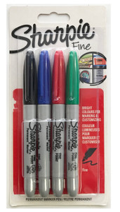 SHARPIE Fine Permanent Marker:  Assorted Standard Card 4'S SHARPIE Fine Permanent Marker:  Assorted Standard Card 4'S