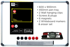 CROXLEY White Board+Accs 600x900mm Magnetic-BRD0103 CROXLEY White Board+Accs 600x900mm Magnetic-BRD0103
