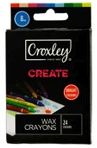 CROXLEY CREATE 8mm Wax Crayons (Box of 24 Assorted Colours)-CRA1824