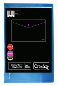 CROXLEY Foolscap Envelope (Assorted Colours) (Packet of 5)-DOC3229T