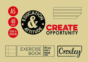 CROXLEY JD184 A5L 48 Page Feint &Margin Bulk Landscape Pack of 25-EXE184LFM