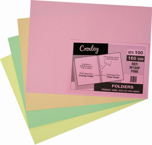 CROXLEY M160F Pink Manilla Folder - 348 x 228 160GSM (Pack of 100)-FOL160F07