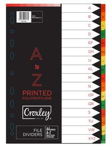 CROXLEY Indices Polypropylene - Printed A-Z 16 Divider Set-IND1116