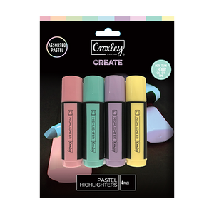 CROXLEY CREATE Assorted Pastel Highlighters 4 Carded-MAR1390