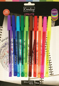 CROXLEY CREATE BallPoint Pen Fun Assorted Colours Pack of 10-PEN9130C CROXLEY CREATE BallPoint Pen Fun Assorted Colours Pack of 10-PEN9130C