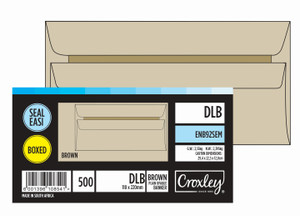 CROXLEY JD92SEM DLB (Banker) Brown Seal Easi Envelopes - Unbanded (Box of 500)-ENB92SEM