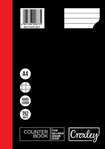 CROXLEY JD161 2-Quire 192 Page Ruled Quad & Margin A4 Pack of 5-COU161QM