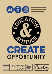 CROXLEY JD267 A4 32 Page 17mm Ruled & Margin Pack of 20-EXE267-17MM