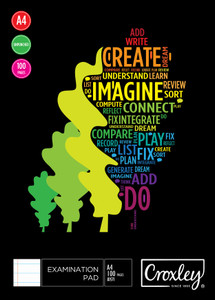 CROXLEY JD571 100 Sheet Unpunched & Ruled Feint & Margin A4 Pack of 10-PAD571