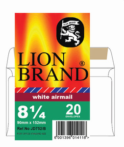 LION BRAND 90x152 White Cellowrapped 20's Box of 20 Packets-ENC752B