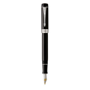 PARKER Duofold Fountain Pen - Lacquer Black Chrome Trim-NS1931366