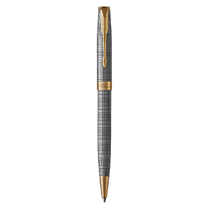 PARKER Sonnet Ballpoint Pen - Chiselled Silver Gold Trim-NS1931492