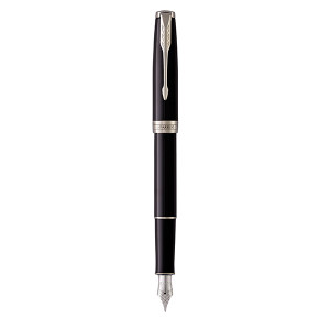 PARKER Sonnet Fountain Pen - Lacquer Black Chrome Trim-NS1931500