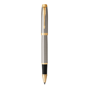 PARKER IM Rollerball Pen - Brushed Metal Gold Trim-NS1931663