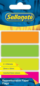 SELLO-NOTE Index 50x20mm Assorted Neon Each-SN3200 SELLO-NOTE Index 50x20mm Assorted Neon Each-SN3200