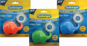 SELLOTAPE Clear 18mmx20m 2 Tapes and Elephant Dispenser-TP1001