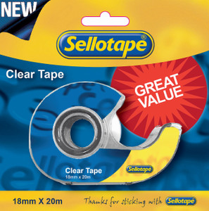 SELLOTAPE Clear Tape 18x20 with Casette Dispenser Carde Each-TPV18201 SELLOTAPE Clear Tape 18x20 with Casette Dispenser Carde Each-TPV18201