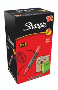 SHARPIE M15 Permanent Marker:  Bullet Tip Red Box 12'S