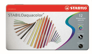 STABILO Aquacolor Aquarellable Colour Pencil: Assorted Metal Box 12's-1612-5