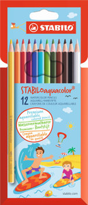STABILO Aquacolor Aquarellable Colour Pencil Wallet 12's-1612-6