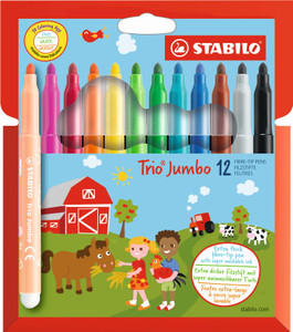 STABILO Trio Jumbo Fibre-tip Pen Assorted Box 12's-380-12