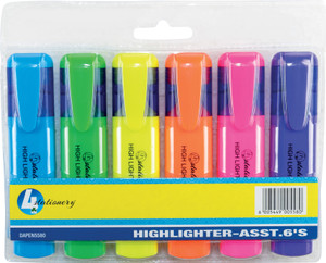 4STATIONERY HIGHLIGHTER 6 pack ASSORTED 4STATIONERY HIGHLIGHTER 6 pack ASSORTED