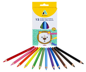 ADEL JUMBO TRIO COLOURED PENCILS -  12'S ADEL JUMBO TRIO COLOURED PENCILS -  12'S