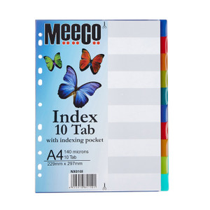 10 Tab Plain  plastic index with insert  Multi Colour