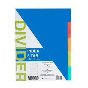 5 Tab Plain  plastic index  Multi Colour