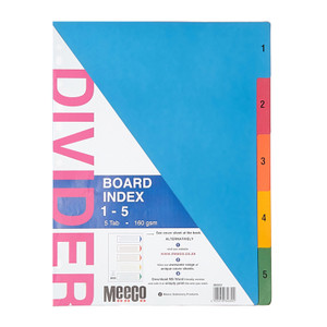 1 5 Tab Printed  board index  Multi Colour
