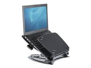 Positions laptop at comfortable height to help prevent neck strain. Positions laptop at comfortable height to help prevent neck strain.