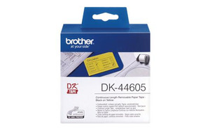 BROTHER Brother DK-44605 Label Roll  Black on Yellow, 62mm  BROTHER Brother DK-44605 Label Roll  Black on Yellow, 62mm