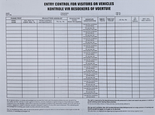 A4 Entry Book for Vehicles for Visit A4 Entry Book for Vehicles for Visit