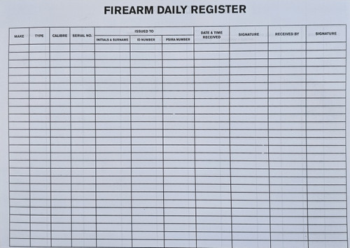 Firearm Daily Register - 200 Page - A4 Landscape Firearm Daily Register - 200 Page - A4 Landscape