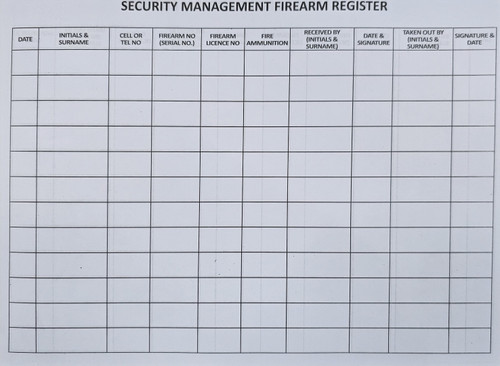 Security Management Firearm Register - 200 Page - A4 Landscape Security Management Firearm Register - 200 Page - A4 Landscape