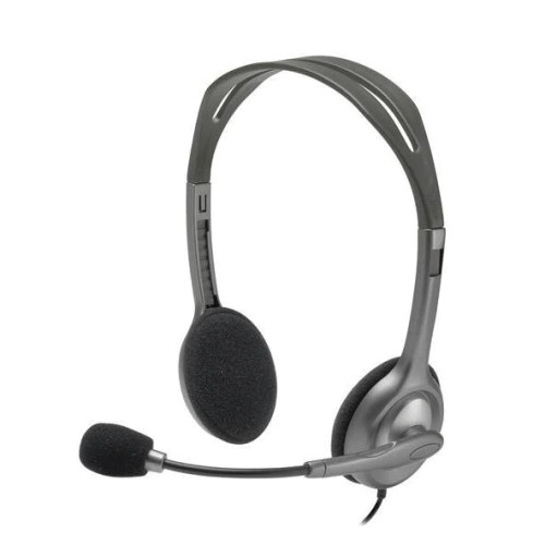 Logitech H111 Wired Stereo Headset with 3.5mm Audio Jack Connection. Stereo audio with noise-cancelling mic. Adjustable  - TAR - 981-000593-TAR