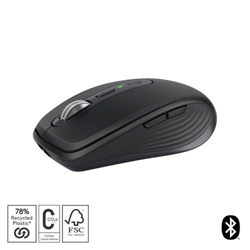 Logitech MX Anywhere 3S Wireless Mouse - Graphite 8K DPI sensor, fast scroll, quiet clicks, multi-device Bluetooth, 70-d - TAR - 910-006929-TAR