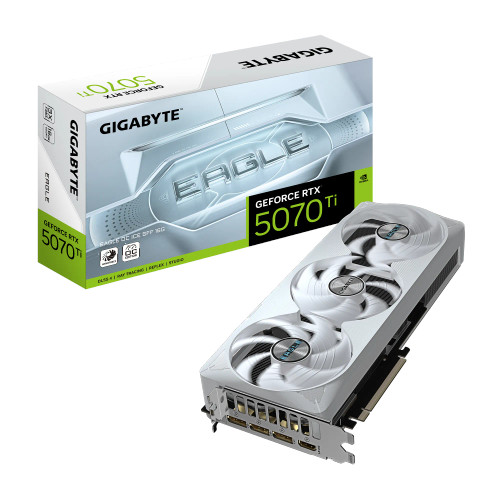 GIGABYTE GeForce RTX 5070 Ti EAGLE OC ICE SFF 16G Graphics Card - 16GB GDDR7, 256bit, PCI-E 5.0, 2542 MHz Core Clock, 3 x DP 2.1a, 1 x HDMI 2.1b, NVIDIA DLSS 4, GV-N507TEAGLEOC ICE-16GD, GeForce RTX 5070 Ti, 16 GB, GDDR7, 256 bit, 7680 x 4320 pixels, PCI Express x16 5.0 GIGABYTE GeForce RTX 5070 Ti EAGLE OC ICE SFF 16G Graphics Card - 16GB GDDR7, 256bit, PCI-E 5.0, 2542 MHz Core Clock, 3 x DP 2.1a, 1 x HDMI 2.1b, NVIDIA DLSS 4, GV-N507TEAGLEOC ICE-16GD, GeForce RTX 5070 Ti, 16 GB, GDDR7, 256 bit, 7680 x 4320 pixels, PCI Express x16 5.0