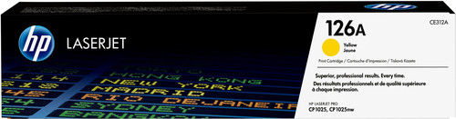 HP 126A LaserJet CP1025 Yellow Print Toner Cartridge Prints Approximatetly 1 000 PGS Using the ISO/IEC 19798 Yield Stand - TAR - CE312A-TAR