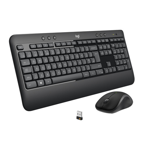 Logitech MK540 Advanced Wireless Mouse & Keyboard Combo - Black. Ergonomic keyboard with palm rest, ambidextrous mouse,  - TAR - 920-008685-TAR