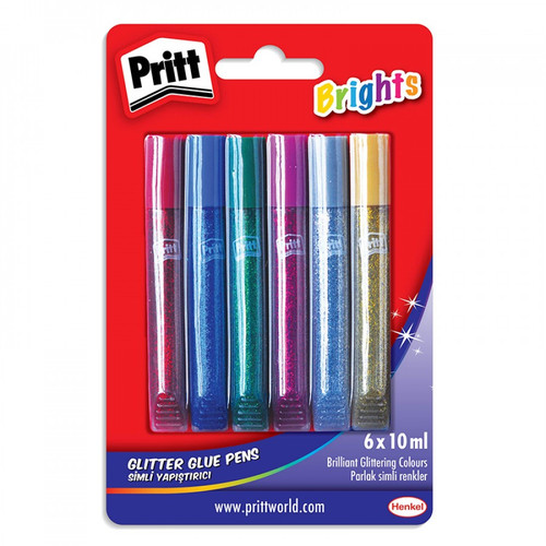 Pritt Brights Glitter Glue Pens 6 x 10ml - 441722-S Pritt Brights Glitter Glue Pens 6 x 10ml - 441722-S