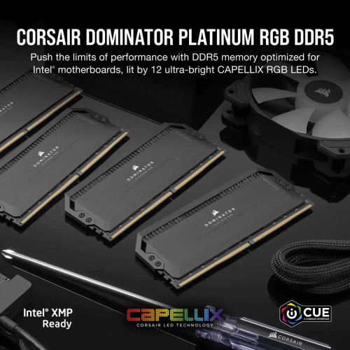Corsair DOMINATOR RGB DDR5 32GB (2 x 16GB) DDR5 6400 CL32-40-40-84 1.40V Intel XMP - BLACK - RCN - CMT32GX5M2B6400C32 Corsair DOMINATOR RGB DDR5 32GB (2 x 16GB) DDR5 6400 CL32-40-40-84 1.40V Intel XMP - BLACK - RCN - CMT32GX5M2B6400C32