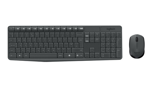 Logitech MK235 Wireless Mouse & Keyboard Combo - Black. Spill-resistant keyboard, smooth mouse, long battery life, one U - TAR - 920-007931-TAR