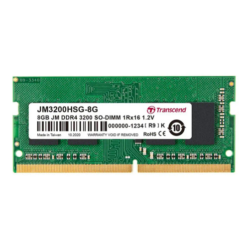 TRANSCEND JET MEMORY 8GB DDR4-3200 SO-DIMM 1RX8 TRANSCEND JET MEMORY 8GB DDR4-3200 SO-DIMM 1RX8