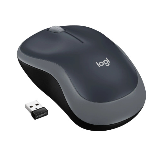 Logitech Wireless Mouse M185, Ambidextrous, Optical, RF Wireless, 1000 DPI, Black, Grey