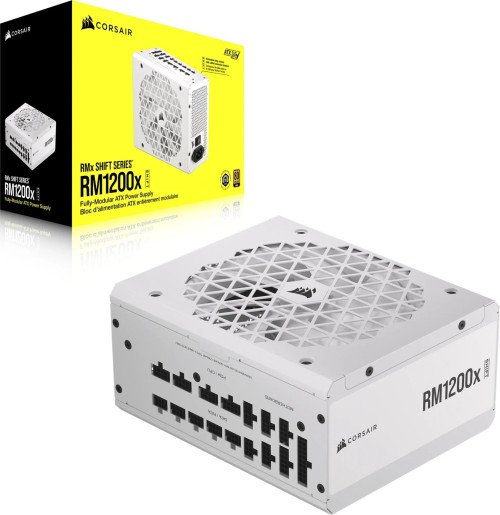 Corsair RM1200x Shift White —1200 Watt 80 PLUS Gold;10yr Warranty. ATX (1); EPS (2);PCI-E (4);12VHPWR (1);PATA (8);SA - RCN - CP-9020276-WW Corsair RM1200x Shift White —1200 Watt 80 PLUS Gold;10yr Warranty. ATX (1); EPS (2);PCI-E (4);12VHPWR (1);PATA (8);SA - RCN - CP-9020276-WW