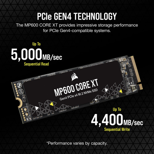 Corsair MP600 CORE XT 1TB NVMe PCIe M.2 SSD; Read Up To 5900MB/s; Write up to 5000MB/s. - RCN - CSSD-F1000GBMP600CXTR2 Corsair MP600 CORE XT 1TB NVMe PCIe M.2 SSD; Read Up To 5900MB/s; Write up to 5000MB/s. - RCN - CSSD-F1000GBMP600CXTR2